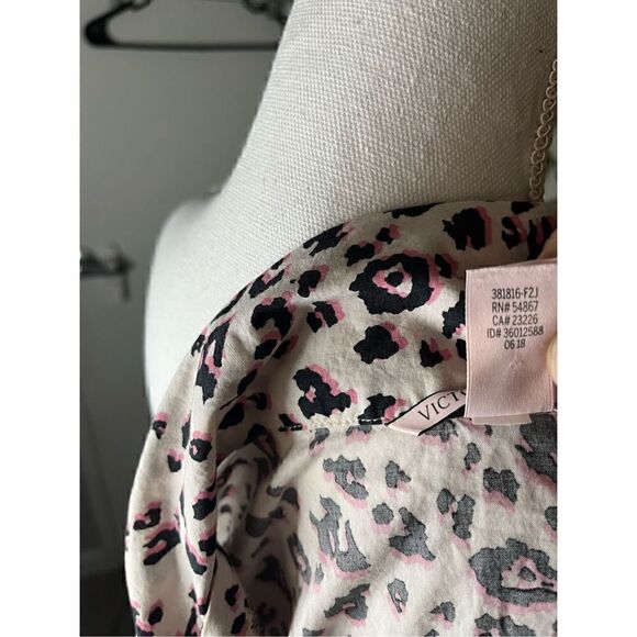 Victorias Secret Pink Black Long Sleeve Button Down Sleepwear Size Medium - Picture 4 of 6
